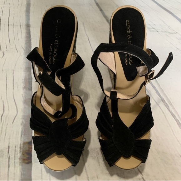 ANDRE assous Mecca Black Suede Espadrille Wedge - Picture 6 of 8